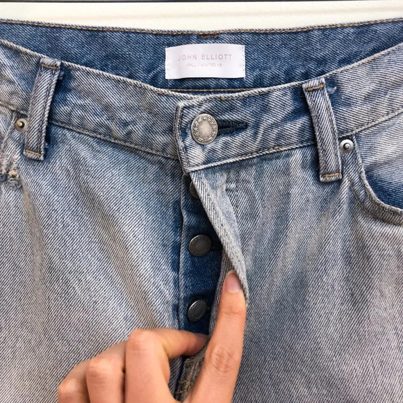 JOHN ELLIOT Light Wash Baggy High Rise Designer Distressed Straight Leg Jeans 28 - Picture 7 of 11